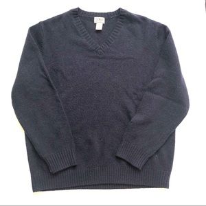 L.L. Bean Navy V- Neck Lambswool Sweater Size XXL